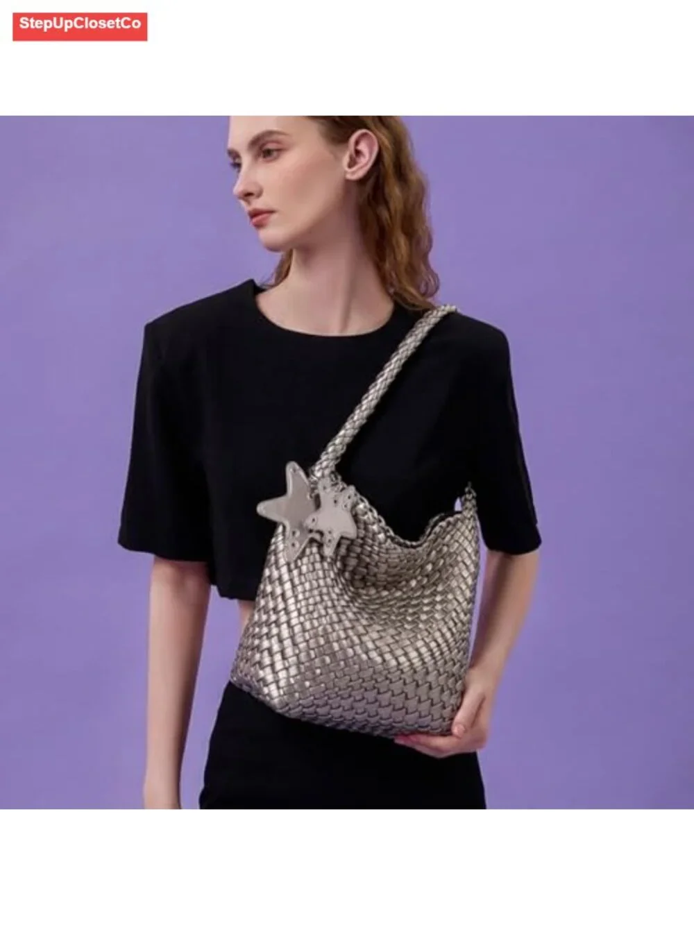Woven Hobo Bag - Handcrafted Cross Weave Faux Leather Shoulder Tote